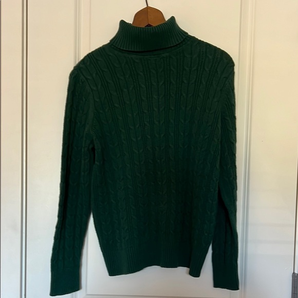 St John Bay Green Turtleneck Cable Knit Sweater Large - Picture 6 of 6